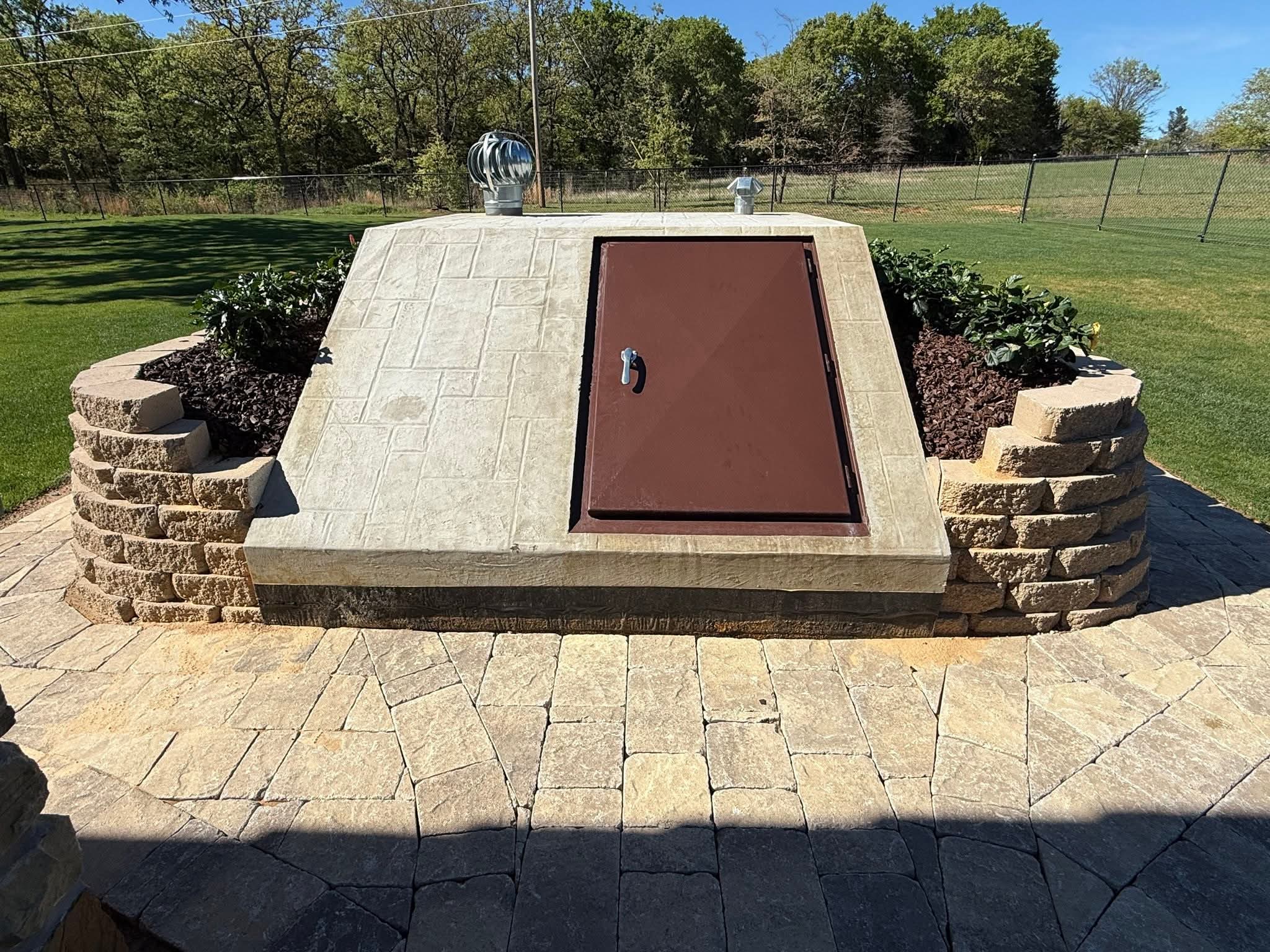 Interior of a completed storm shelter installation